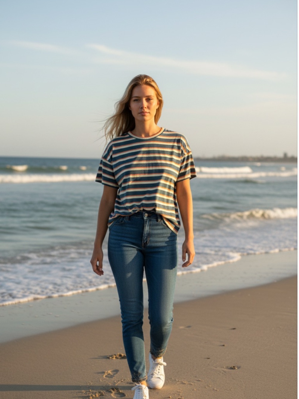 Polagram Blue Multi Striped T-shirt